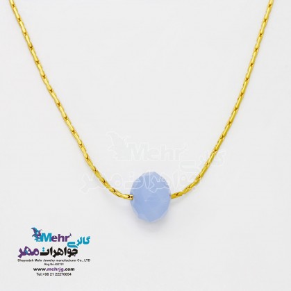 Gold Necklace - Blue Crystal-SM0653